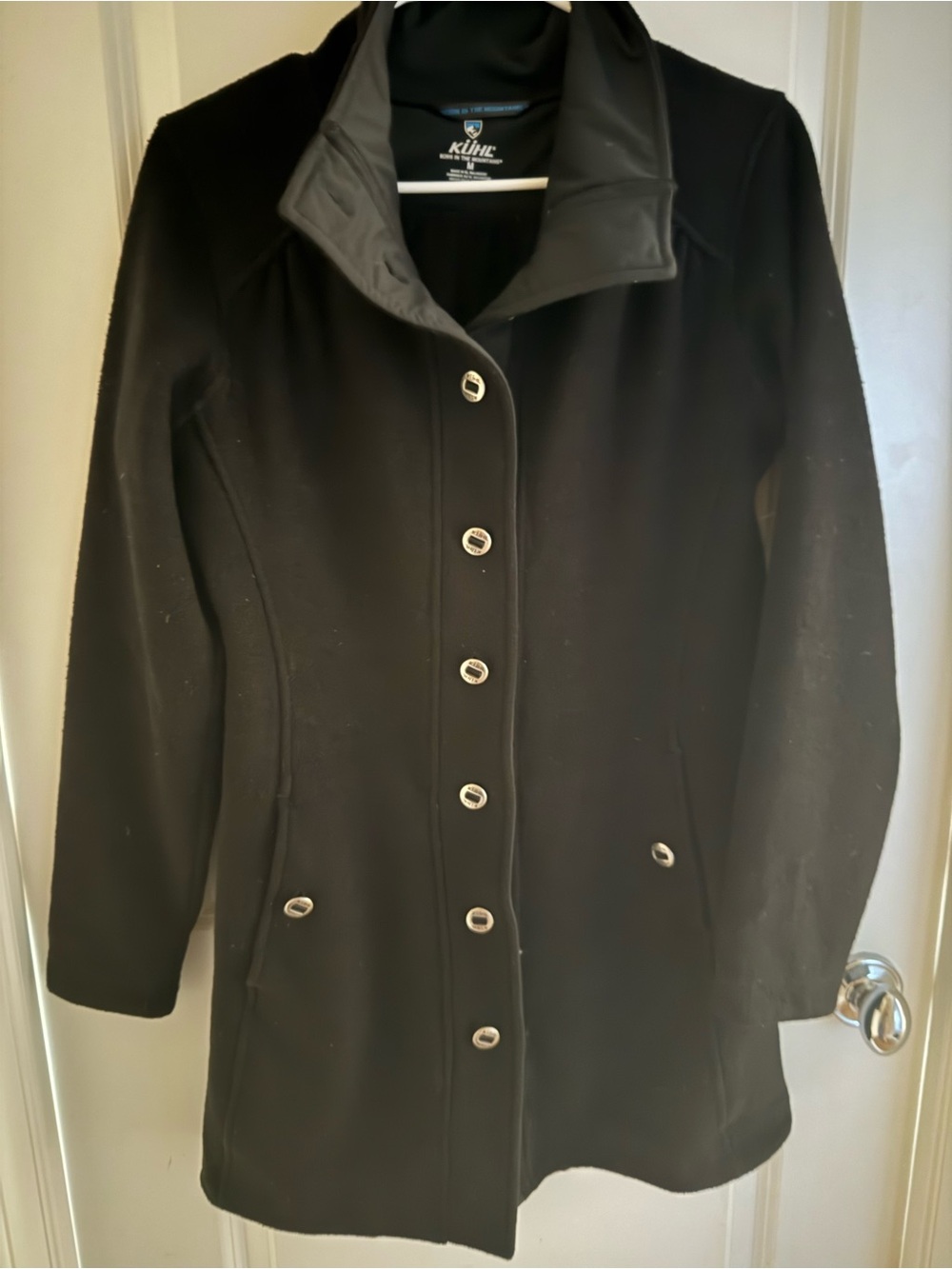 KÜHL Women’s Mid-Length M Black Wool Blend Button Front Coat Jacket Outdoor